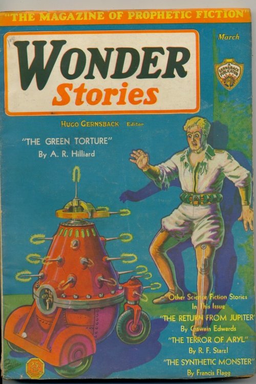 WONDER STORIES. March, 1931. Frank R. Paul, cover art.