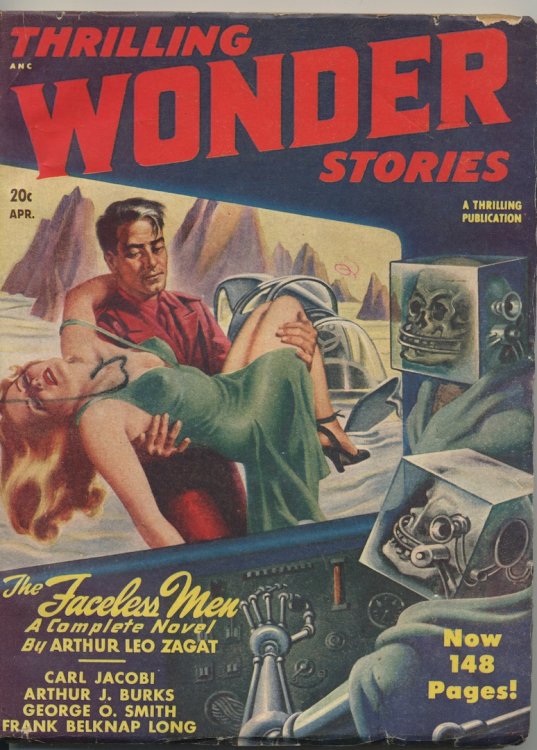 THRILLING WONDER STORIES, April, 1948. Kuttner, Jacobi, Frank Belknap Long, & Arthur Burks.
