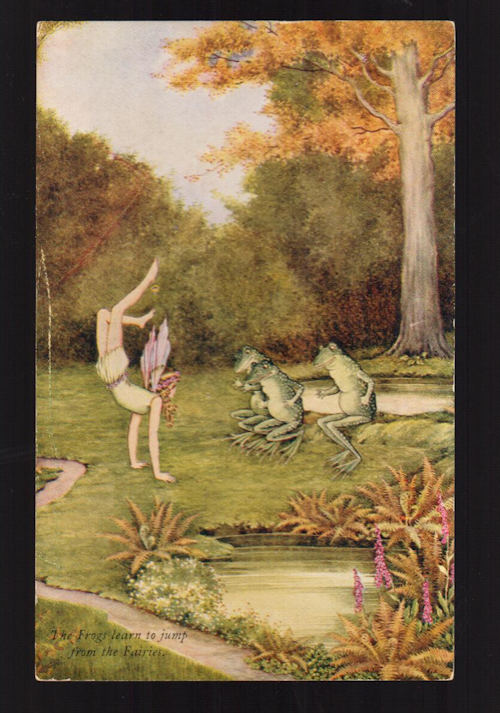 Frogs Learn to Jump Postcard - Elves and Fairies Series No.74