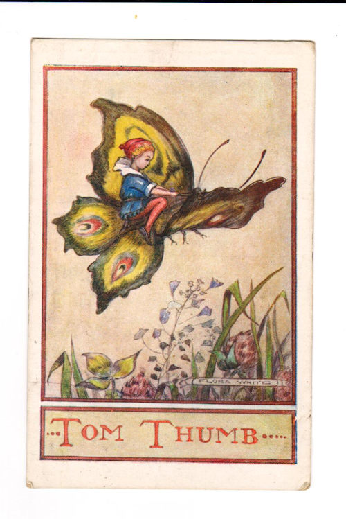 Tom Thumb on Butterfly Postcard