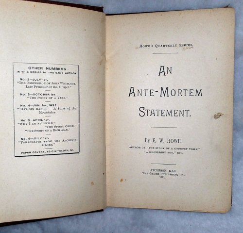 Image for An Ante-Mortem Statement An Ante-Mortem Statement