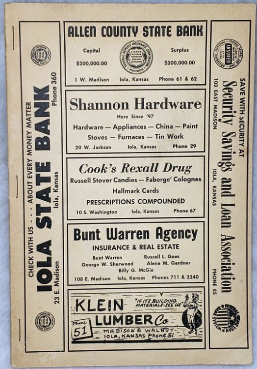 City Directory of Iola, Kansas with Elsmore, Gas, Humbolt [Humboldt], LaHarpe, Moran and Allen County, 1960