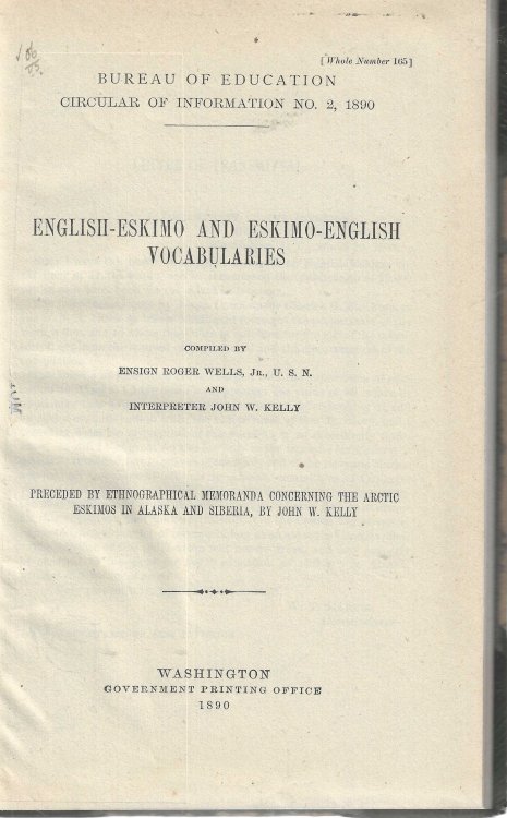 Image for English - Eskimo and Eskimo - English Vocabularies. English - Eskimo and Eskimo - English Vocabularies.