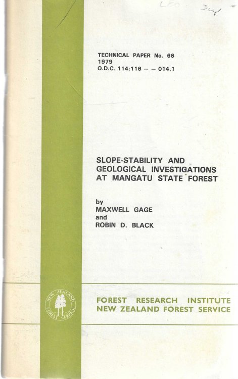 Image for Slope Stability and Geological Investigations at Mangatu State Forest. Slope Stability and Geological Investigations at Mangatu State Forest.