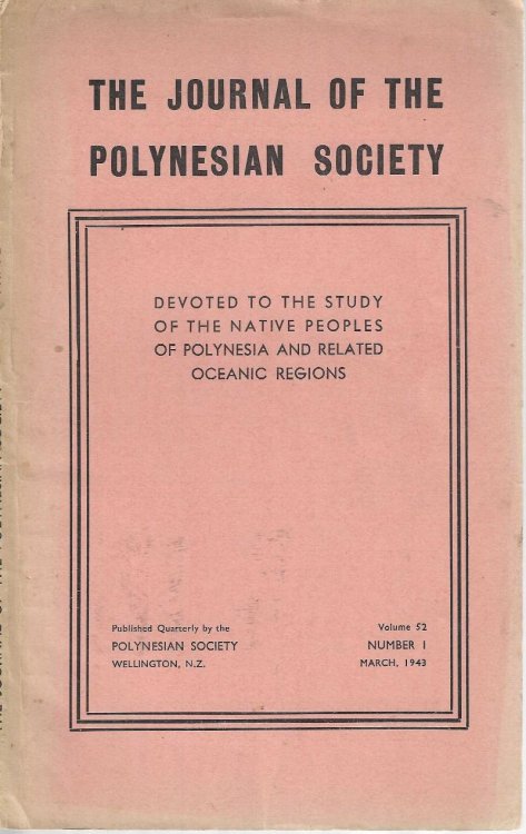 Image for The Journal of the Polynesian Society. Vol. 52. No. 1. March 1943 The Journal of the Polynesian Society. Vol. 52. No. 1. March 1943