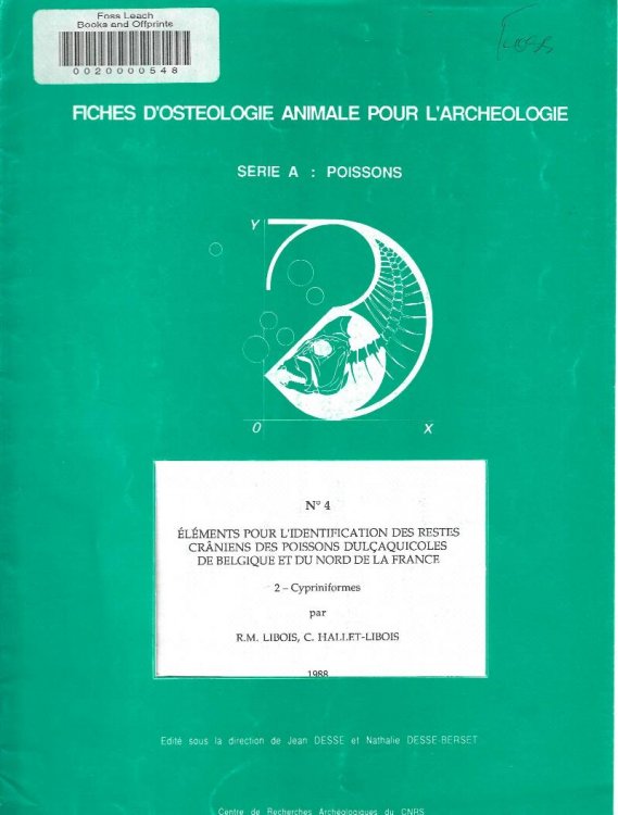Image for Fiches d'osteologie animale pour l'archeologie. Serie A: Poissons. No. 4: Elements pour l'identification des restes craniens des poisson Dulcaquicoles de Belgique et du Nord de la France. Fiches d'osteologie animale pour l'archeologie. Serie A: Poissons. No. 4: Elements pour l'identification des restes craniens des poisson Dulcaquicoles de Belgique et du Nord de la France.