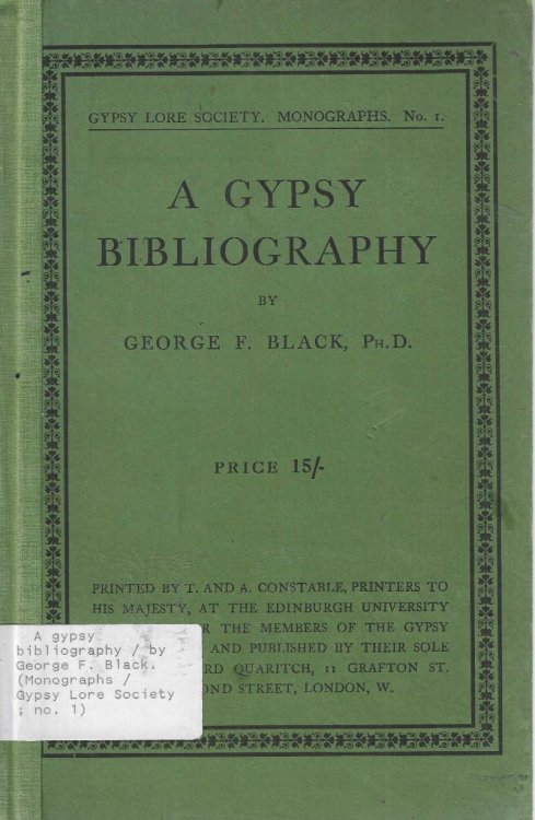 Image for A Gypsy Bibliography. Gypsy Lore Society Monographs No. 1 A Gypsy Bibliography. Gypsy Lore Society Monographs No. 1