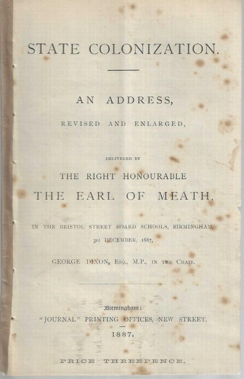 Image for State Colonization. An Address State Colonization. An Address