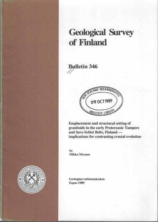 Emplacement and Structural Setting of Granitoids in the early Proterozoic Tampere and Savo Schist Belts, Finland - Implications for Contrasting Crustal Evolution.