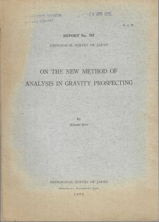 Image for On the new Method of Analysis in Gravity Prospecting. On the new Method of Analysis in Gravity Prospecting.