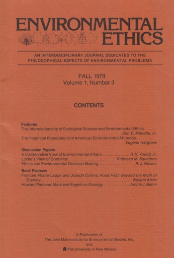 Environmental Ethics 1979 Fall vol 1 #3