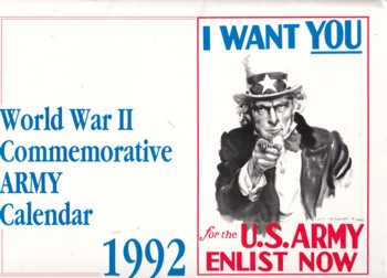 World War II Commemorative Army Calendar 1992
