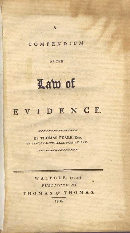 Image for A Compendium of the Law of Evidence A Compendium of the Law of Evidence