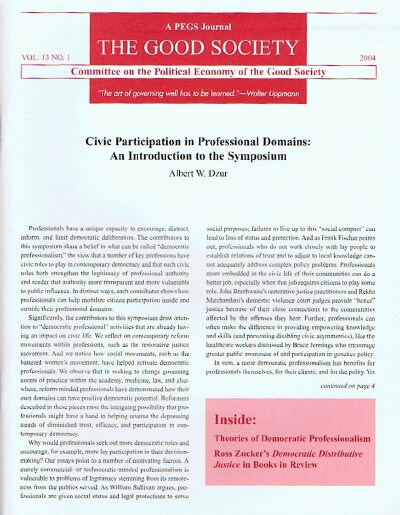 Image for The Good Society: A PEGS Journal (Vol. 13, No. 1, 2004) The Good Society: A PEGS Journal (Vol. 13, No. 1, 2004)