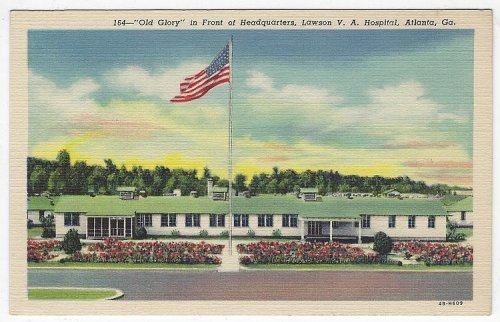 OLD GLORY IN FRONT OF HEADQUARTERS, LAWSON V. A. HOSPITAL, ATLANTA, GEORGIA
