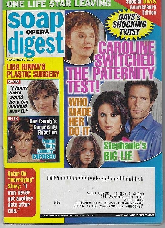 SOAP OPERA DIGEST NOVEMBER 9, 2010