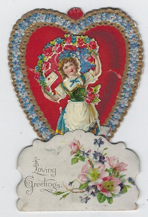 VICTORIAN FOLD OUT VALENTINE CARD WITH LOVELY DANCNG GIRL