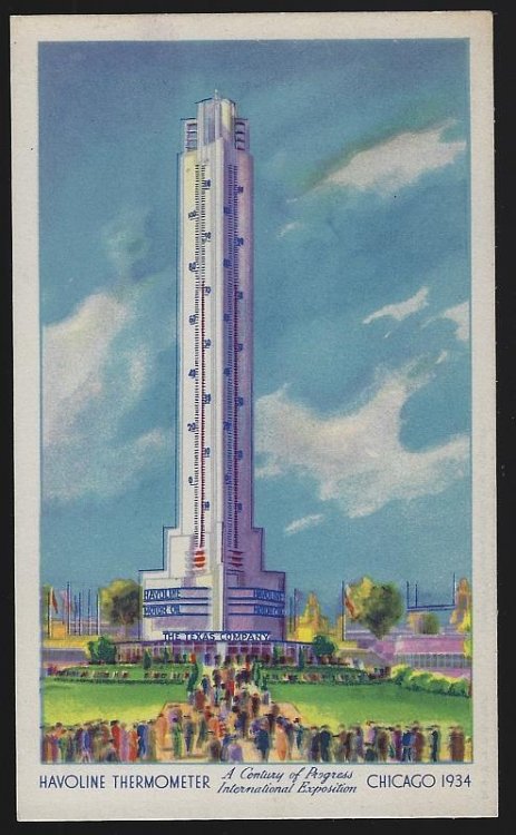 GIANT HAVOLINE THERMOMETER, CENTURY OF PROGRESS, CHICAGO, ILLINOIS
