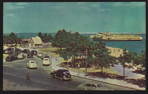 VIEW OF PILGRIM HOUSE AND PLYMOUTH HARBOR FROM COLE'S HILL, PLYMOUTH, MASSACHUSETTS