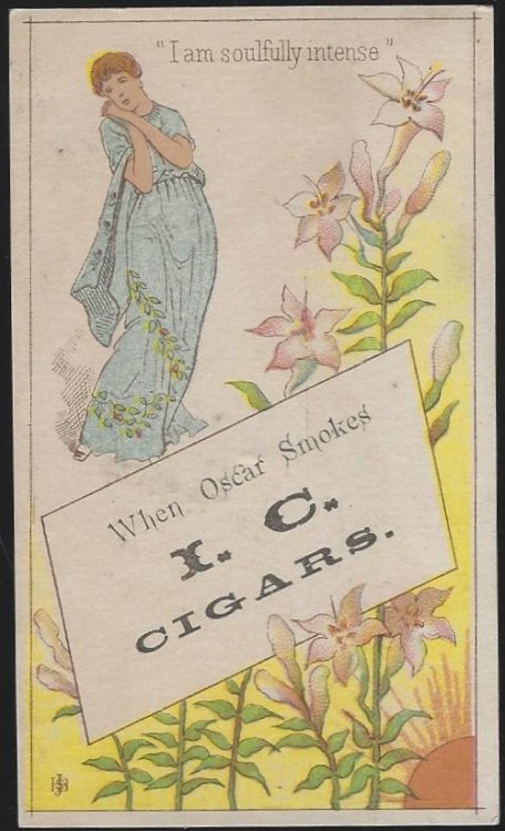 VICTORIAN TRADE CARD FOR I. C. CIGARS WITH LOVELY LADY