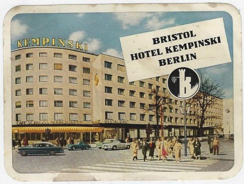 VINTAGE LUGGAGE LABEL FOR BRISTOL HOTEL KEMPINSKI, BERLIN, GERMANY