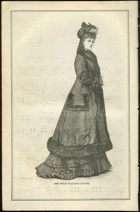 NEW STYLE WALKING COSTUME PAGE FROM 1876 PETERSON'S MAGAZINE
