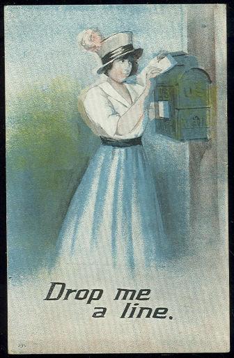 LOVELY VICTORIAN LADY MAILING A LETTER