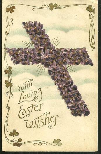 LOVING EASTER WISHES POSTCARD WITH FLORAL CROSS
