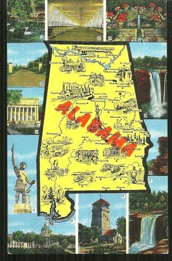 MAP POSTCARD OF ALABAMA