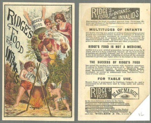 VICTORIAN TRADE CARD FOR RIDGE'S FOOD FOR INFANTS