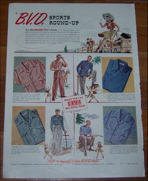 1941 WORLD WAR II B. V. D. SHIRTS MAGAZINE ADVERTISEMENT