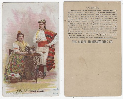 VICTORIAN TRADE CARD FOR SINGER SEWING MACHINE WITH SPAIN (VALENCIA)