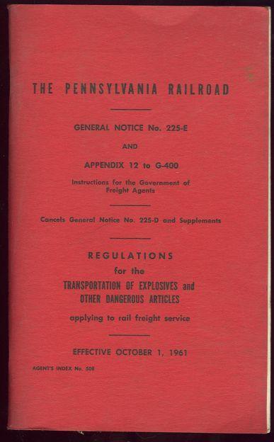 PENNSYLVANIA RAILROAD General Notice No. 225-E and Appendix 12 to G-400