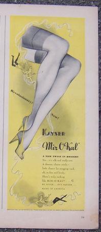 1941 KAYSER MIR-O-KAL HOSIERY MAGAZINE ADVERTISMENT
