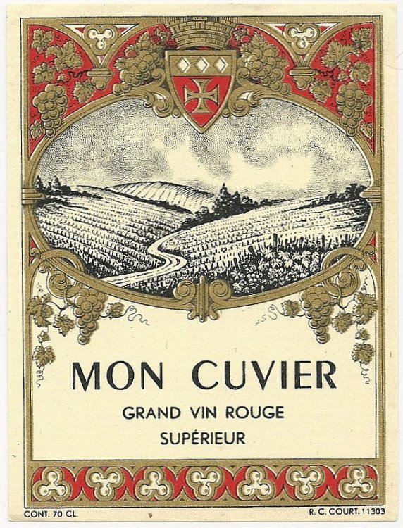 VINTAGE WINE LABEL FOR MON CUVIER