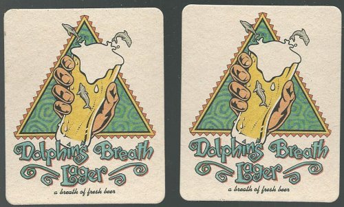SET OF TWO DOLPHIN'S BREATH LAGER BEER MATS/COASTERS