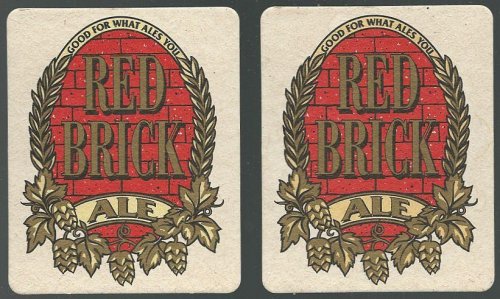 SET OF TWO RED BRICK ALE BEER MATS/COASTERS