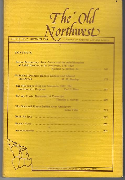 OLD NORTHWEST A JOURNAL OF REGIONAL LIFE AND LETTERS SUMMER 1984 Vol 10 No. 2
