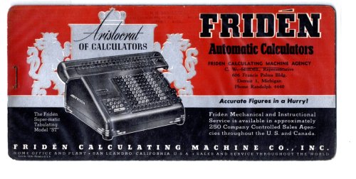 Image for Friden Automatic Calculators Advertising Ink Blotter : Aristocrat of Calculators, the Friden Super-Matic Tabulating Model ST, 1948 Friden Automatic Calculators Advertising Ink Blotter : Aristocrat of Calculators, the Friden Super-Matic Tabulating Model ST, 1948
