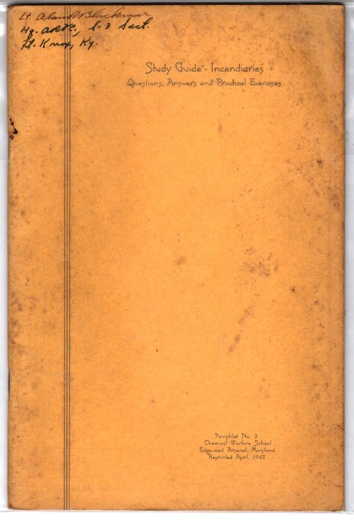 Image for Study Guide, Incendiaries : Questions, Answers and Practical Exercises Study Guide, Incendiaries : Questions, Answers and Practical Exercises