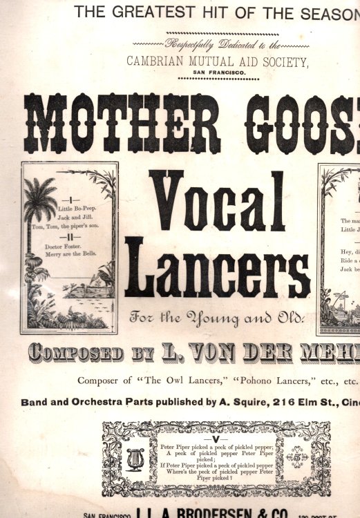 Image for Mother Goose's Vocal Lancers, Sheet Music : For the Young and Old, 1881 Mother Goose's Vocal Lancers, Sheet Music : For the Young and Old, 1881