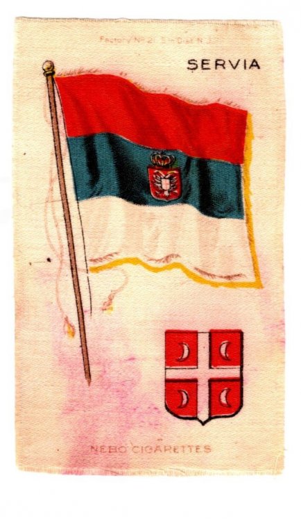 Tobacco Silk : Flag of Servia (Serbia) (Cigarette Card, 1906)