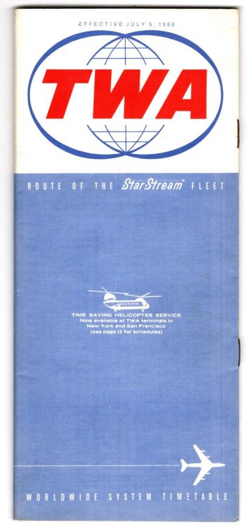 Trans World Airlines, Route of the Star-Stream Fleet : Worldwide System Timetable