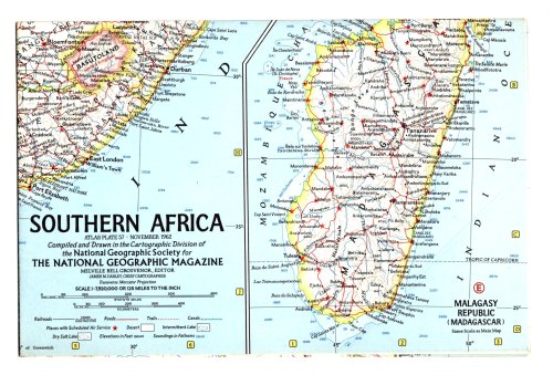 Image for Southern Africa : National Geographic Map, Atlas Plate 57, November 1962 Southern Africa : National Geographic Map, Atlas Plate 57, November 1962