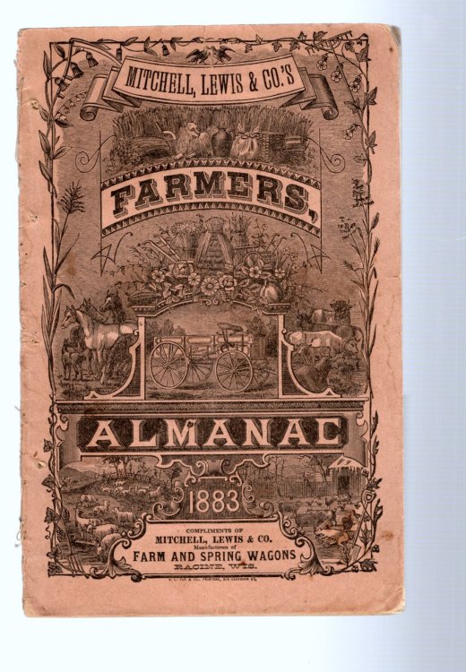 Farmers Almanac, 1883 : Compliments of Mitchell, Lewis & Company, Manufacturers of Farm and Spring Wagons