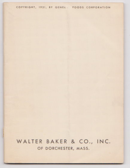 Image for Baker's Best Chocolate Recipes, 1931 Baker's Best Chocolate Recipes, 1931