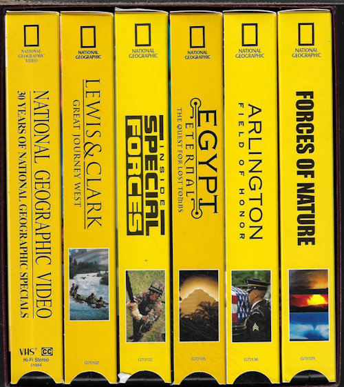 ARLINGTON FIELD OF HONOR; EGYPT ETERNAL; FORCES OF NATURE; LEWIS & CLARK; INSIDE SPECIAL FORCES; 30 YEARS OF NATIONAL GEOGRAPHIC SPECIALS (VHS Boxed Set)