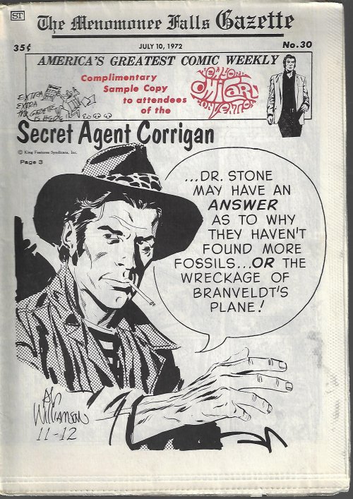 THE MENOMONEE FALLS GAZETTE #30, July 10, 1972 (Flash Gordon, Air Hawk, Johnny Hazard, Rip Kirby, Modesty Blaise, Mandrake the Magician, Tarzan, more)
