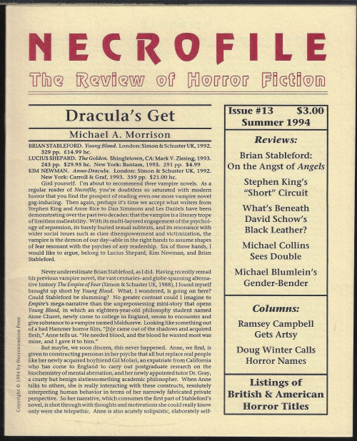 NECROFILE; The Review of Horror Fiction: No. 13, Summer 1994