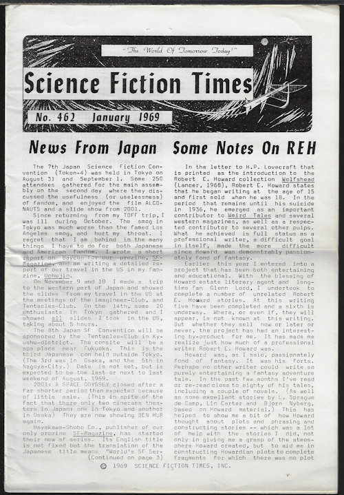 Image for SCIENCE FICTION TIMES: No. 462, January, Jan. 1969 SCIENCE FICTION TIMES: No. 462, January, Jan. 1969